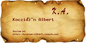 Koczián Albert névjegykártya